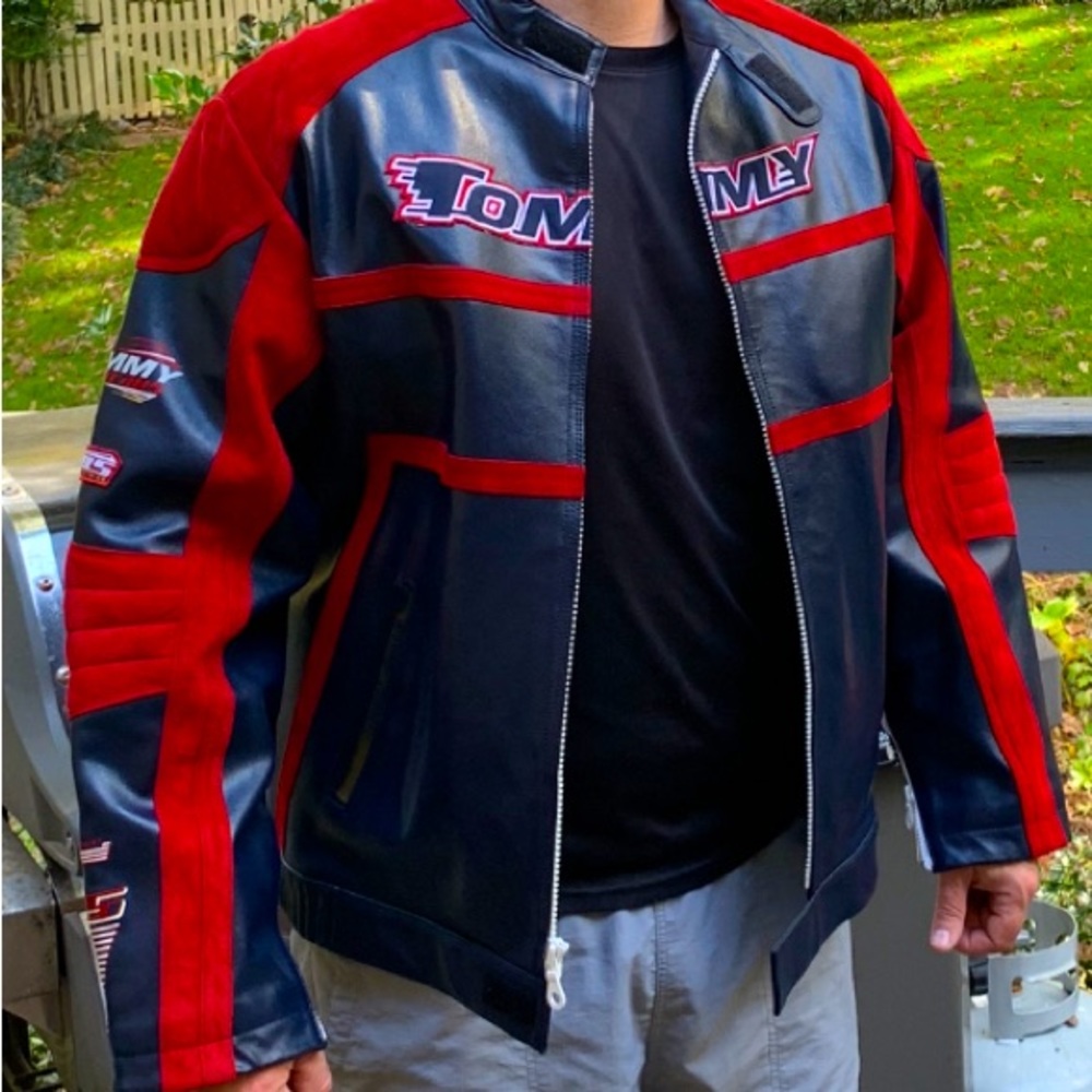 Biker leather Jacket RARE Men’s Tommy Hilfiger Excellent Condition XL